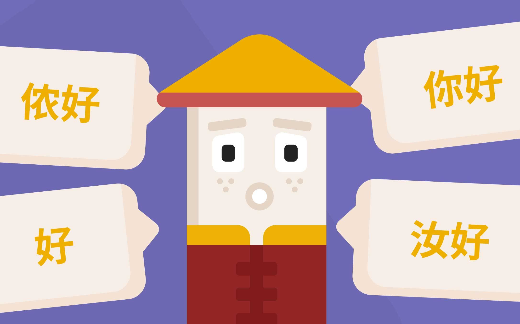 Чунга в окружении надписей на различных китайских диалектах