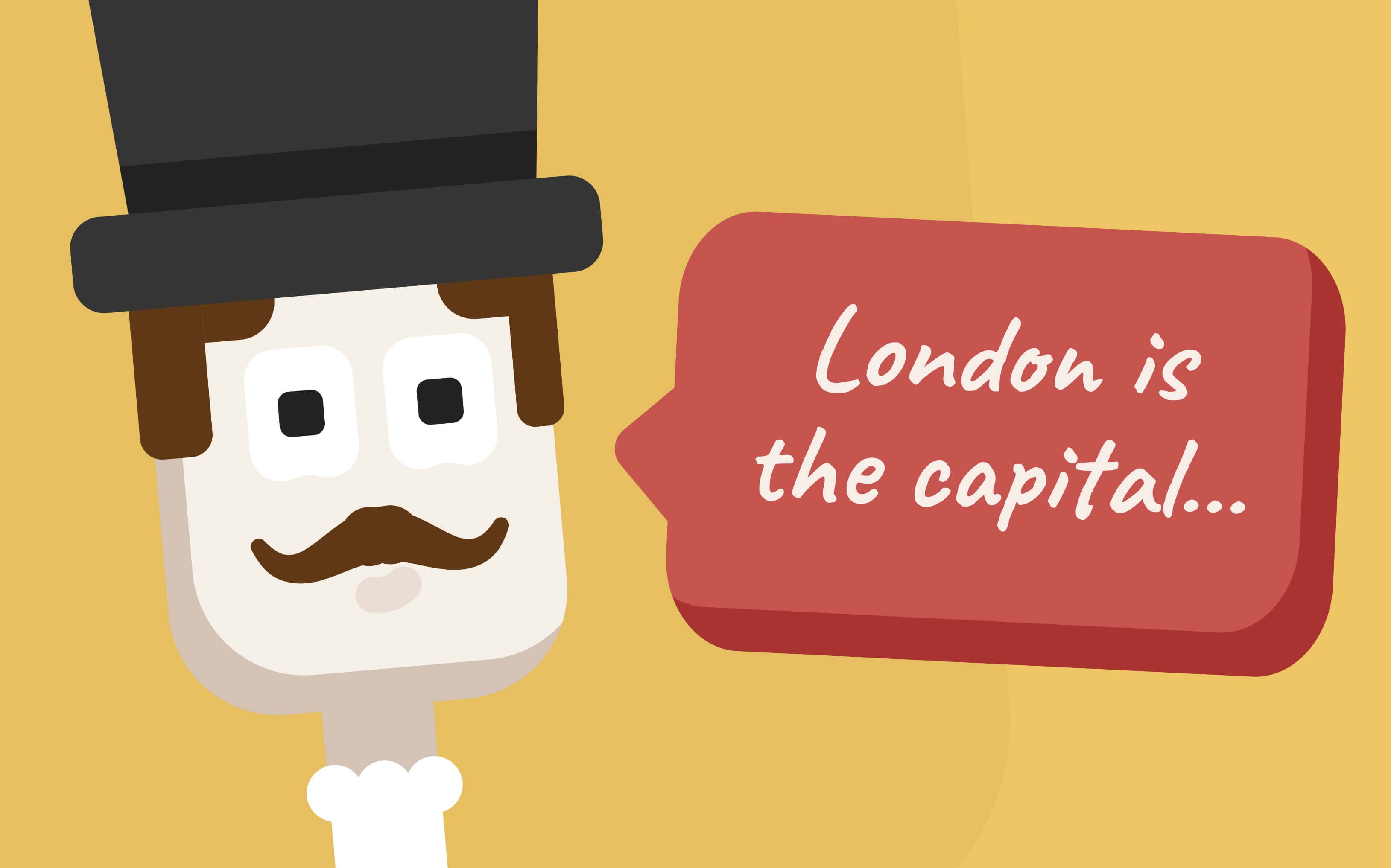 Герой в стиле ЛингоЧунга говорит "London is the capital"